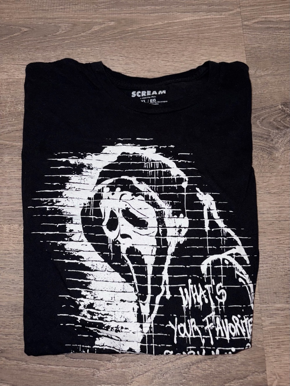 Scream Men's XL Black Crew Neck Short Sleeve Ghostface Graphic Logo T-Shirt